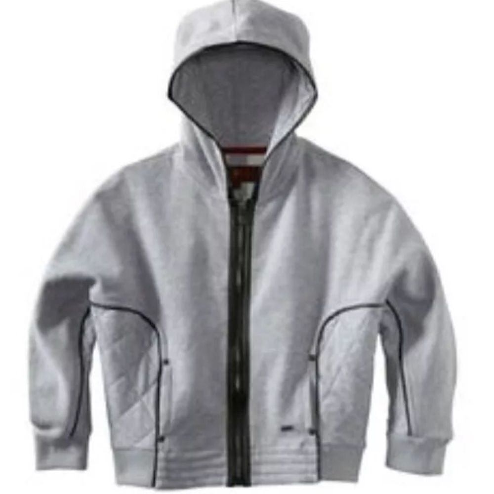 NWT 7 For All Mankind  Girls hoodie quilted jacket faux leather detail XL